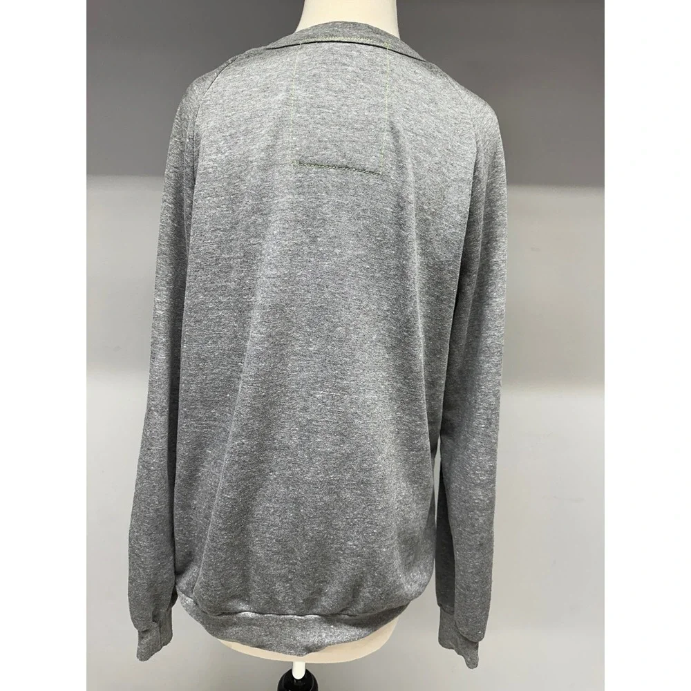 Aviator Nation Womens Lightning Bolt Sweatshirt Heather Gray Raglan Pullover L - Picture 3 of 4
